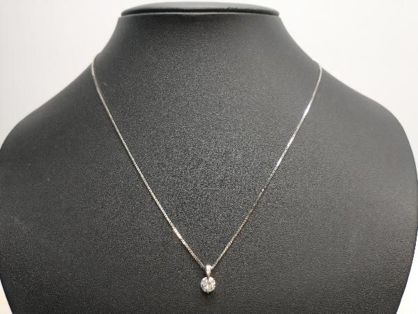 鑑定書付き Pt900 Pt850 一粒ダイヤモンド ペンダント ネックレス 0.665ct 3.7g スライドアジャスター44cm プラチナ G I1 GOOD NONE