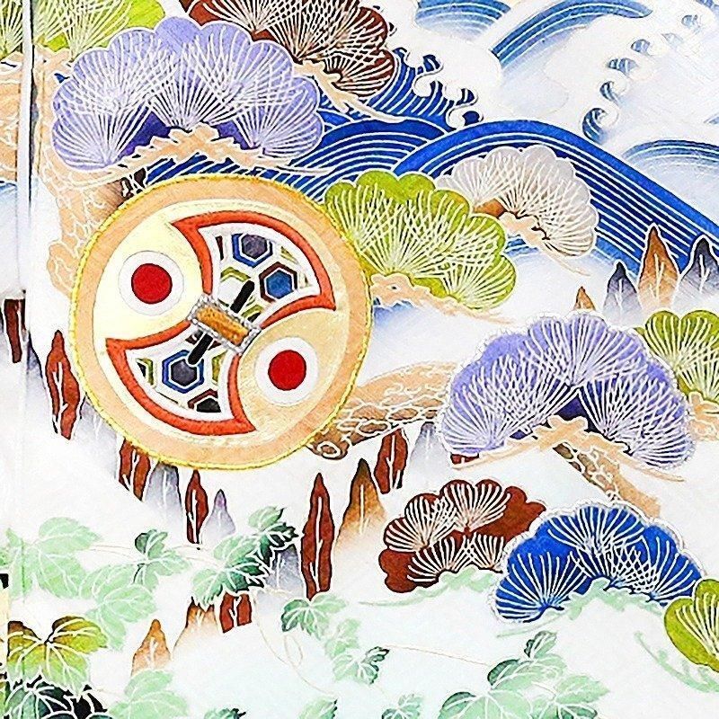 ※店舗改装後☆京都友禅、工芸、金彩仕様☆大将カブト文に祝い古典工芸熨斗文、大王松文多色染分け☆お祝着（10010451） 店舗改装後大感謝市☆送料無料☆京都友禅、刺繍、金彩仕様☆