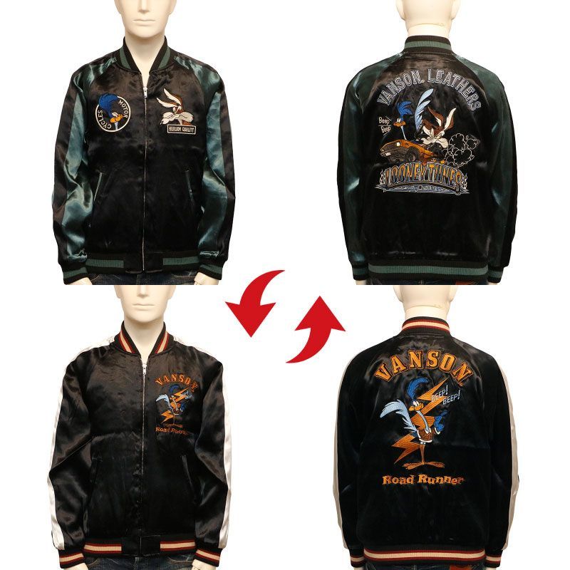 ＊VANSON×ルーニー・テューンズ リバーシブル 刺繍 スカジャン M VANSON バンソン × ルーニーテューンズ コラボ スカジャン