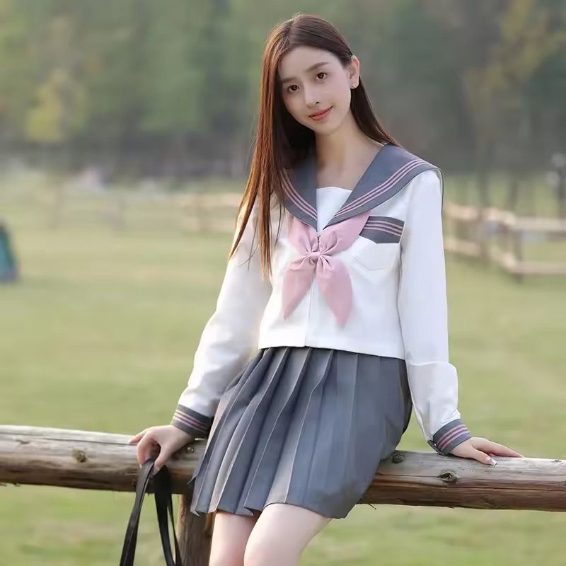 新品未使用 S - 4L セーラー服 制服 ピンク ホワイト 上下セット 新品未使用 S - 4L セーラー服 制服 ピンク ホワイト 上下セット