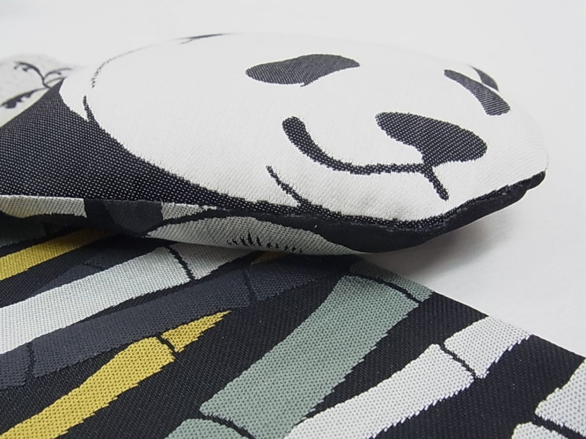 平和屋本店□極上 西陣 田中伝 両面 半幅帯 竹 パンダ 共箱付き 逸品