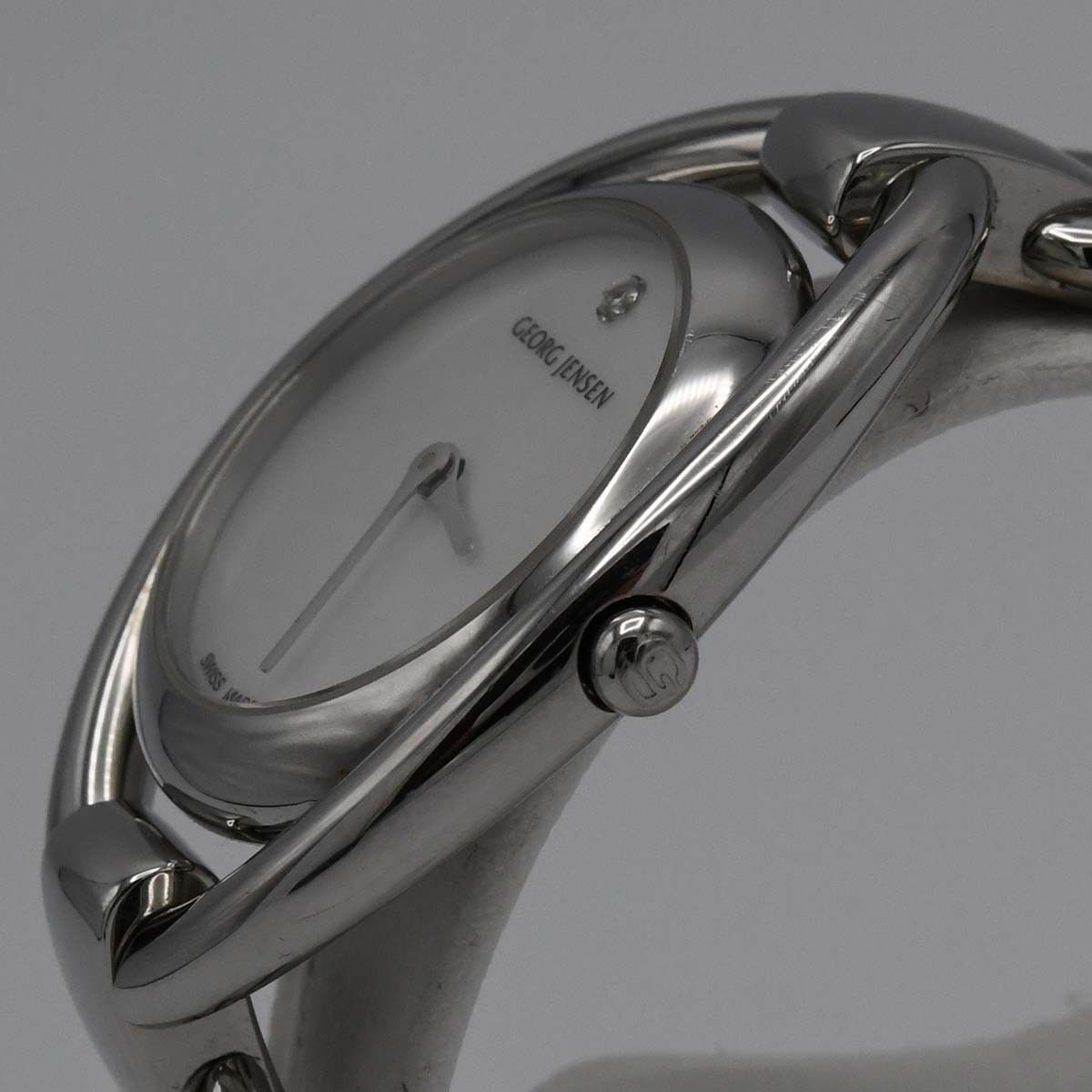 25   ジョージジェンセン　ダイヤ　腕時計 希少 腕時計 稼働 GEORG JENSEN ジョージジェンセン クォーツ ダイヤ