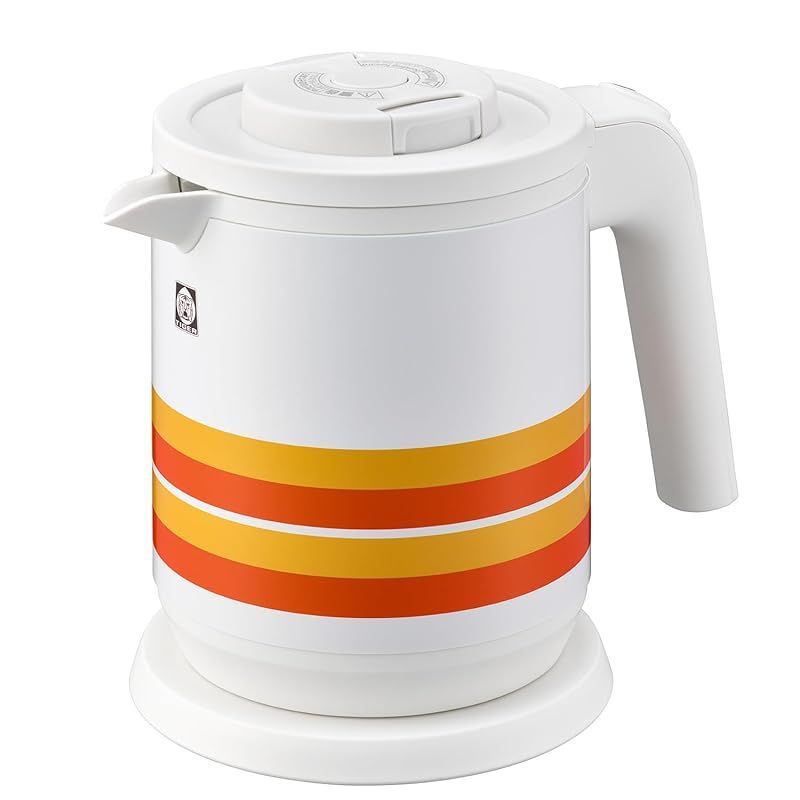 タイガー魔法瓶 TIGER 蒸気レス電気ケトル 0.6L WEB 100周年記念モデル 復刻 レトロ柄 オレンジストライプ PCK-T060WO 1