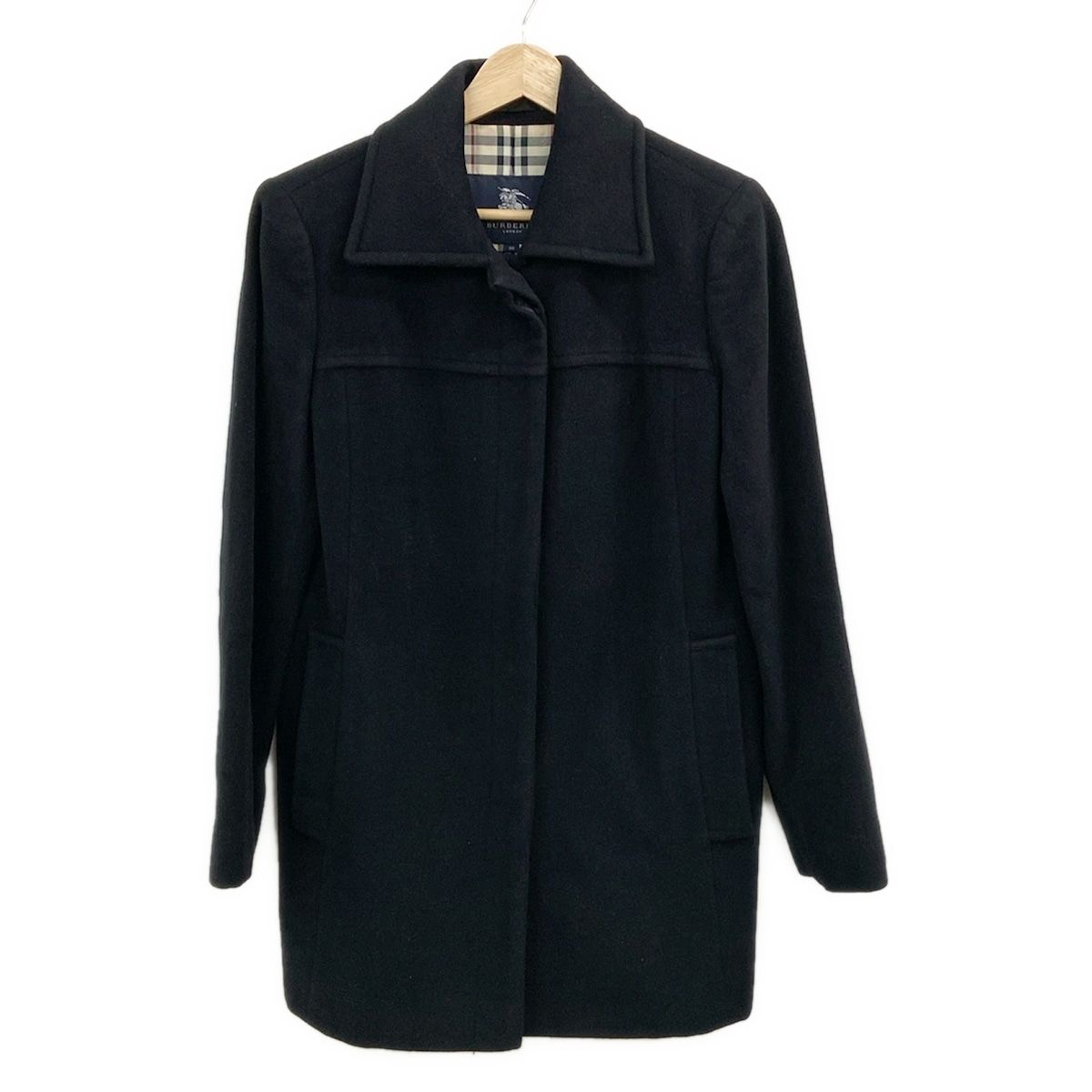 バーバリーロンドン フード付き ダブルフェイス コート 38 Mサイズ 黒 バーバリーロンドン フード付き ダブルフェイス コート 38 Mサイズ 黒