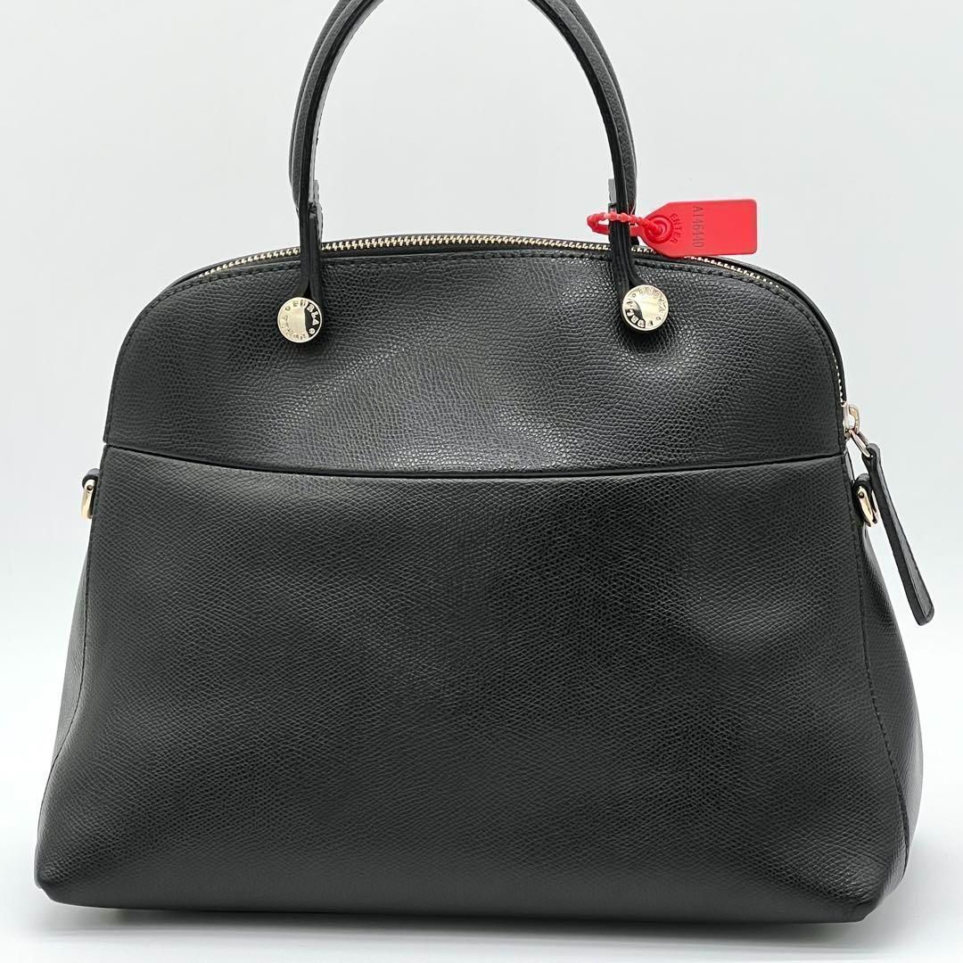 極美品】FURLA PIPER トップハンドル ハンドバッグ 2way 黒色
