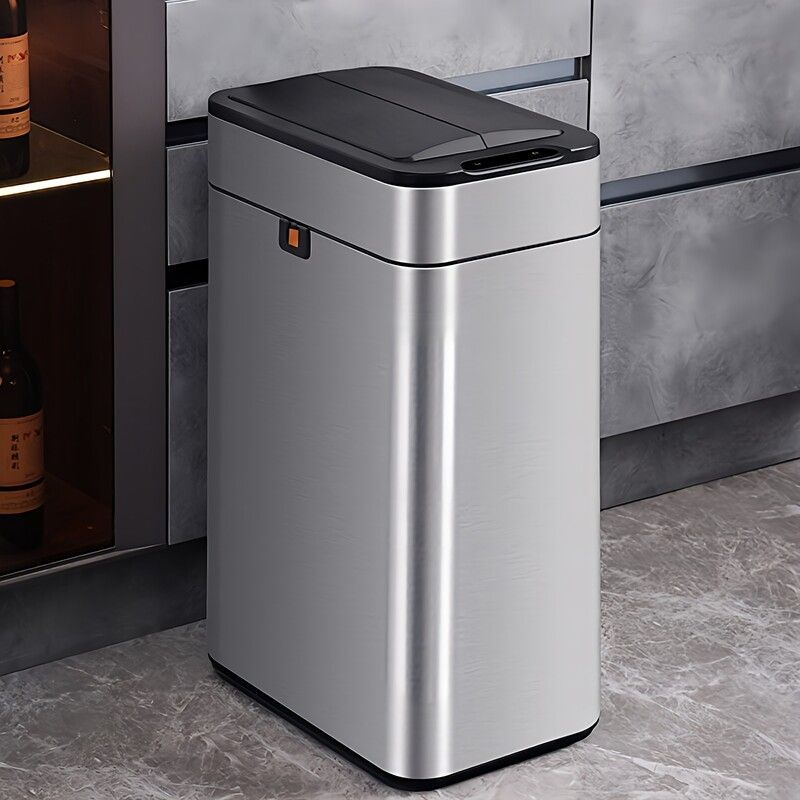 ゴミ箱 ごみ箱 ダストボックス 生ゴミ 30L 30リットル 大容量 センサーゴミ箱 自動開閉 サイドスライド式 双方向 モーションセンサー 電池式 430ステンレス シルバー 密封型 無臭 紐付きゴミ袋