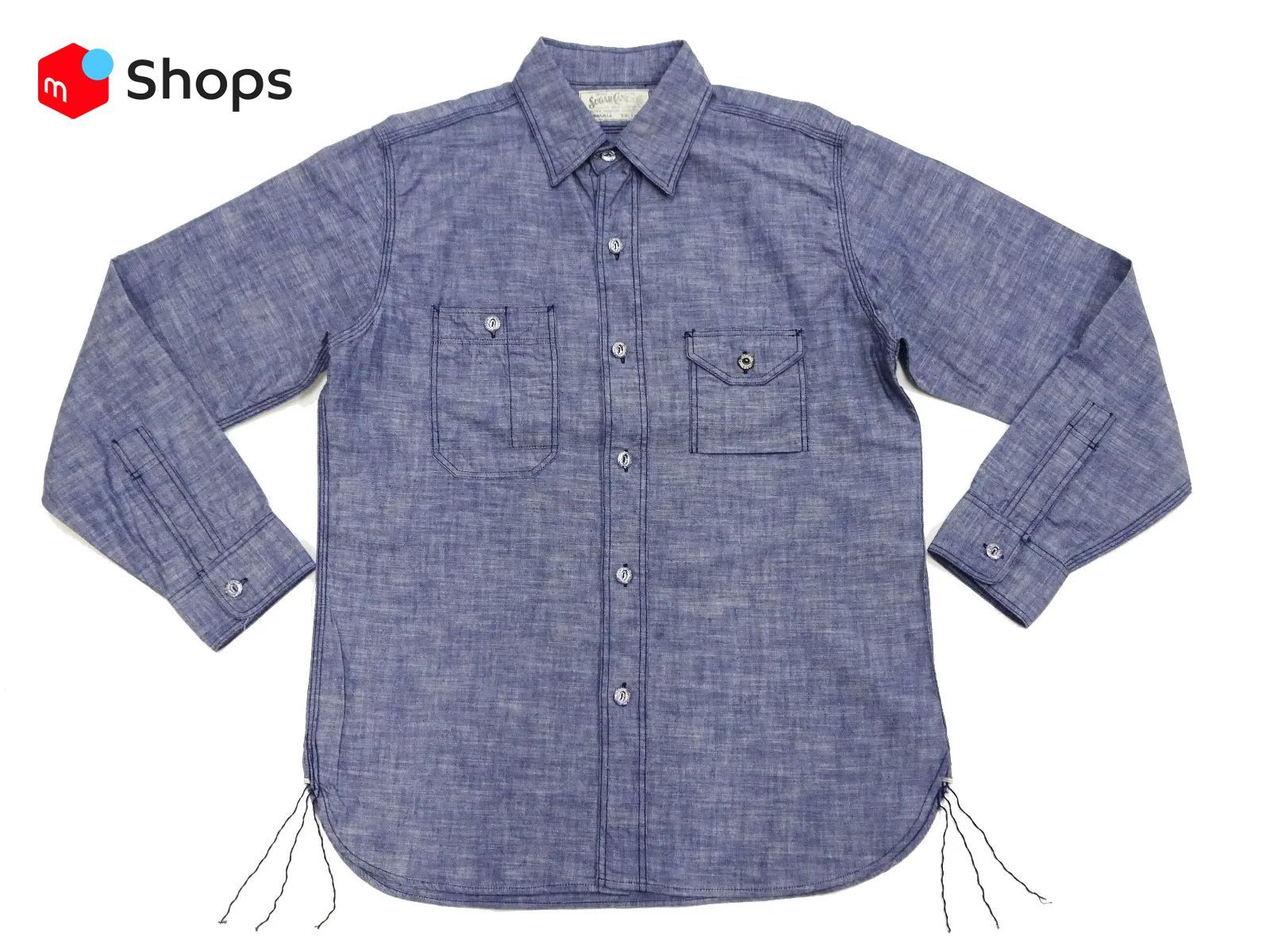 SC28994 シュガーケーン SUGAR CANE 4.3oz スラブシャンブレー ワークシャツ 「Fiction Romance フィクションロマンス」 SLUB CHAMBRAY SHIRT  セルビッチ 長袖シャツ ネイビー 新品 アメカジショップ