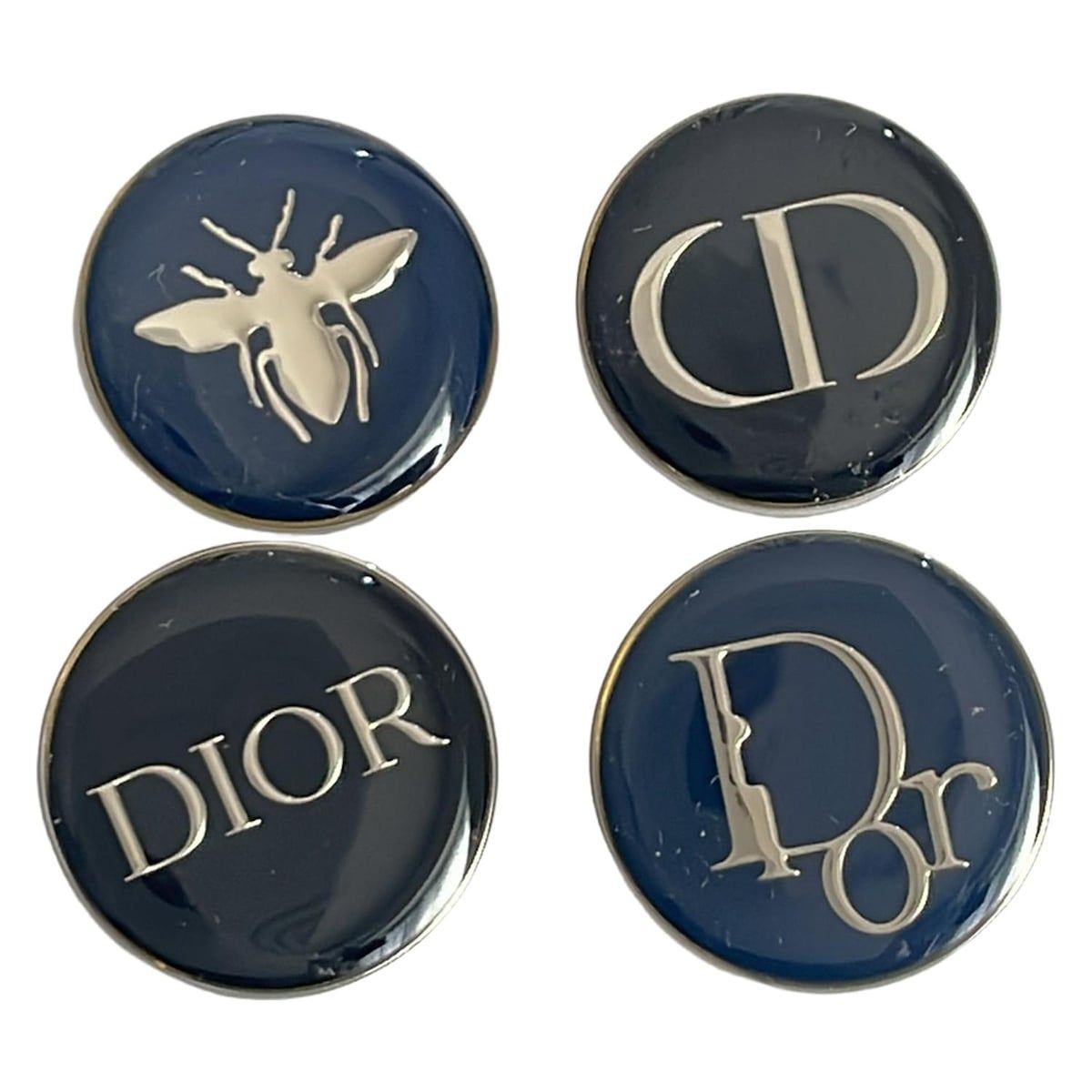 DIOR|ChristianDior ディオール|クリスチャンディオール ブローチ - 黒×シルバー BEAUTE|ピンバッジ×4