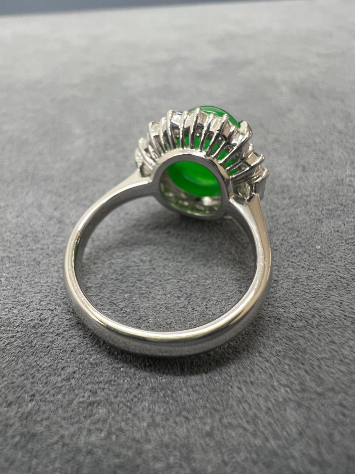 PT900 翡翠/ヒスイ ダイヤモンド リング 翡翠4.56ct D0.62ct