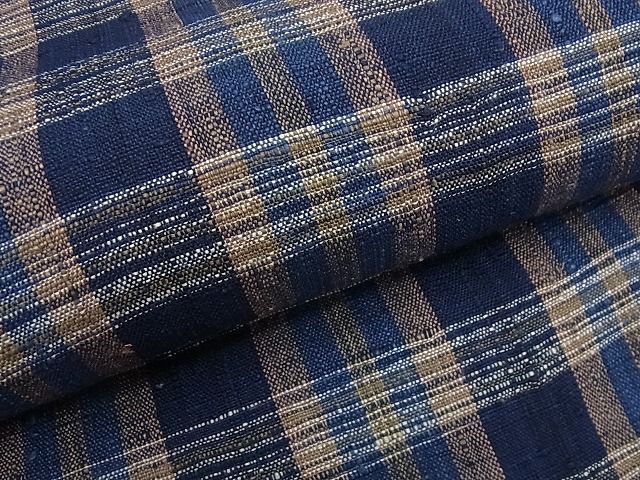 平和屋本店■超希少 浦野理一 経節紬 格子柄 反物 着尺 逸品 未使用3s4762 平和屋本店□超希少 浦野理一 経節紬 格子柄 反物 着尺 逸品 未使用