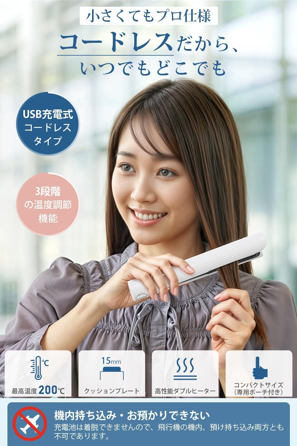持ち運び 3段階温度調整