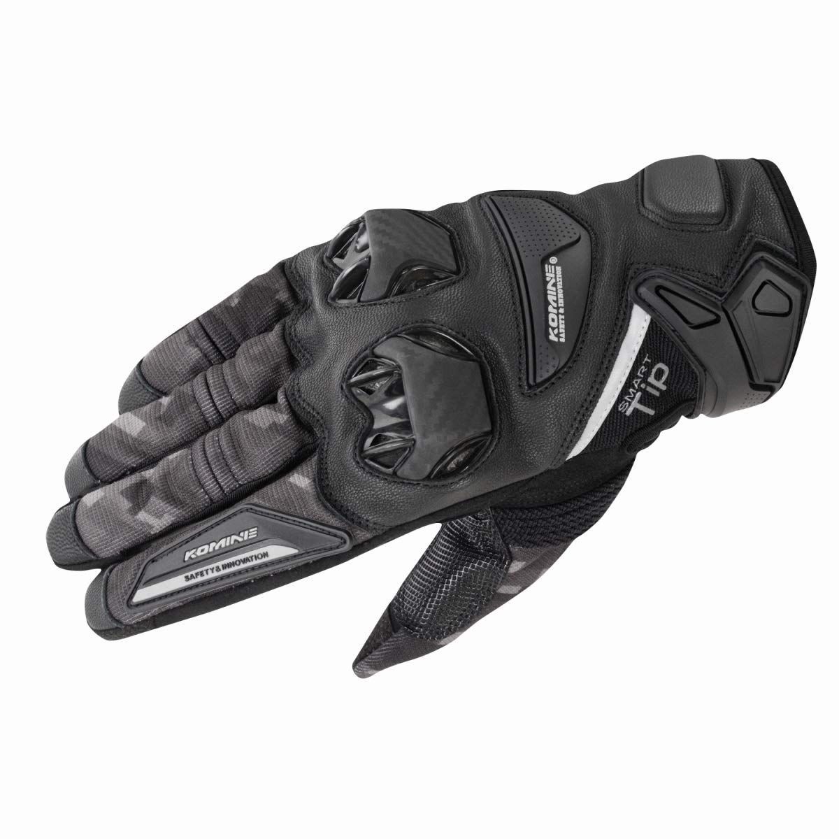 L_Plaid Black コミネ KOMINE バイク用 プロテクトレザーメッシュグローブ Plaid Black L GK-234 1232 春夏秋向け メッシュ素材 カーボン プロテクター