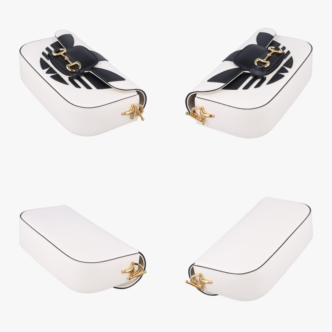 【激レア】GUCCI　KEYRING　グッチキーホルダー　ホースビット グッチGucciアディダスコラボ ホースビットホワイト×ブラック