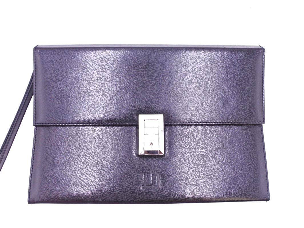 美品 dunhill ダンヒル 本革 レザー クラッチ バッグ 黒