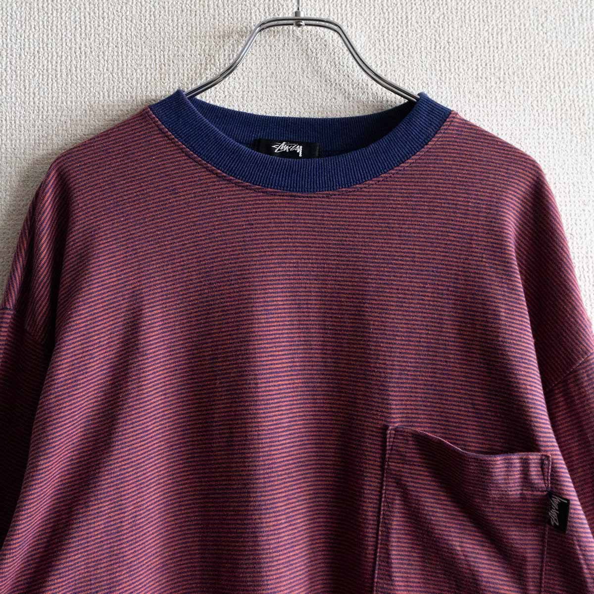 古着 Lサイズ/オールド スチューシー ボーダー Tシャツ 米国製 80's