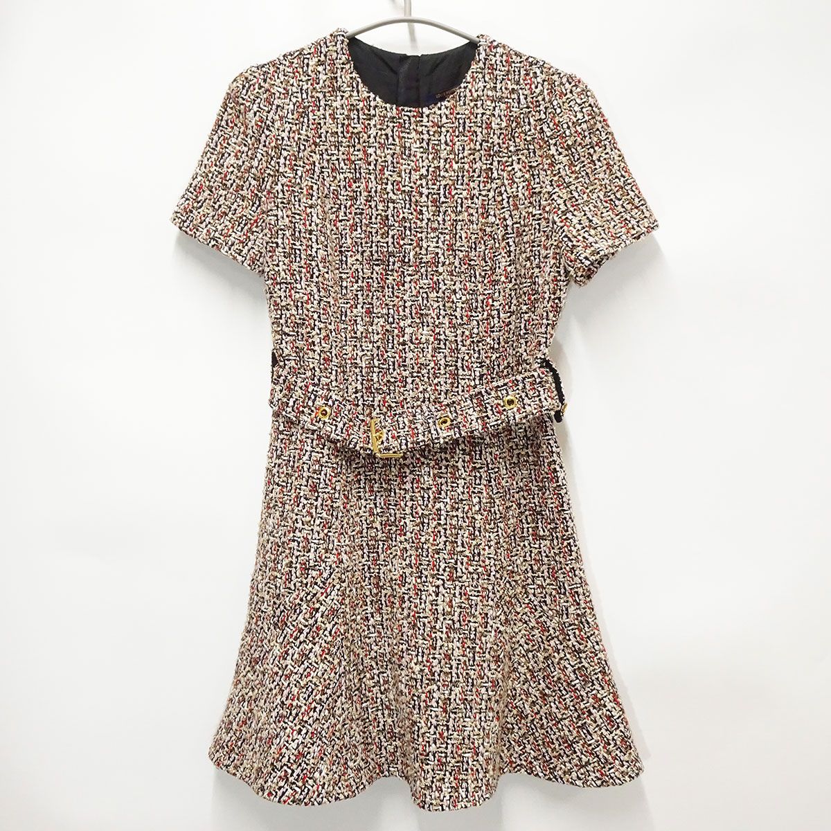 ルイヴィトン　ベルテッドツイードスケータードレス ルイヴィトン ベルテッドツイードスケータードレス