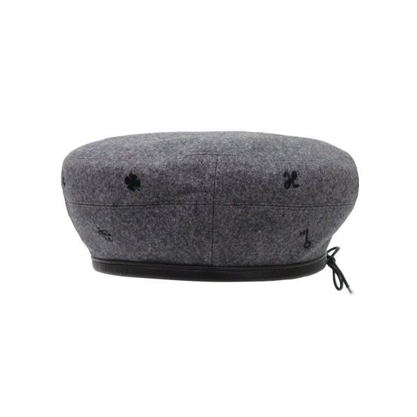 HERMES エルメス サントノーレ カシミヤ100% マルチチャーム エンブロイダリー ベレー帽 キャップ 帽子 47134