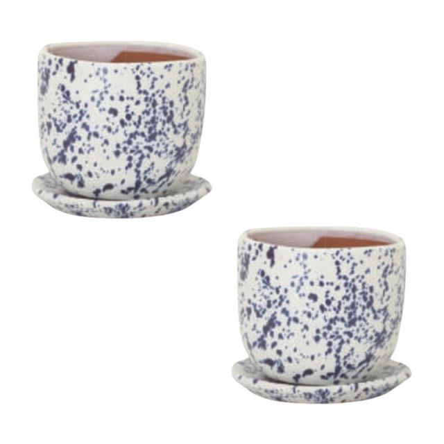 花 観葉植物用ポット ユーリア 12 B Ceramic POT 2個入り 71107 底穴あり 受皿付き 代引き不可 小型ポット FARM p59