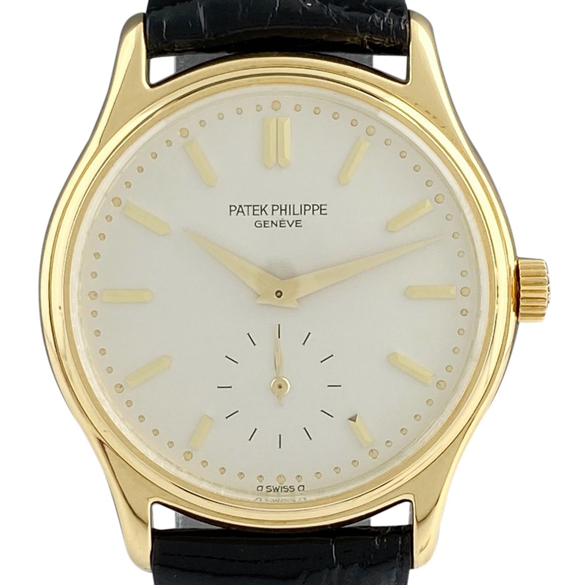 パテックフィリップ PATEK PHILIPPE カラトラバ 3923J 腕時計 YG レザー 手巻き シルバー メンズ 【中古】