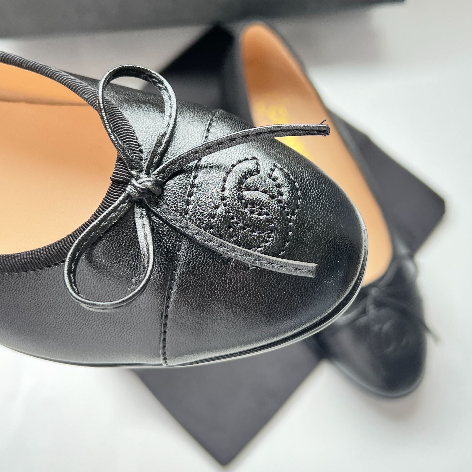 CHANEL バレエフラットシューズ　ブラック　36C 23cm CHANEL バレエフラットシューズブラック36C 23cm