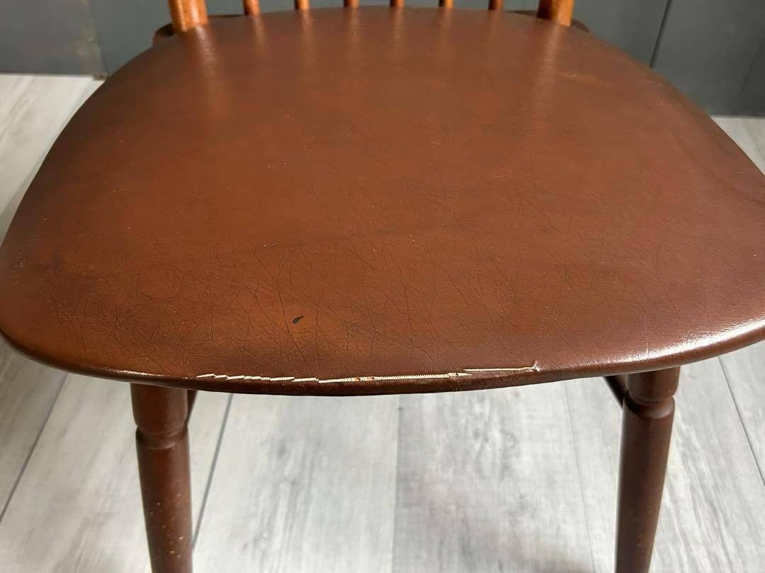 ヴィンテージ ウィンザーチェア スポークチェア 座園 レザー 洋風