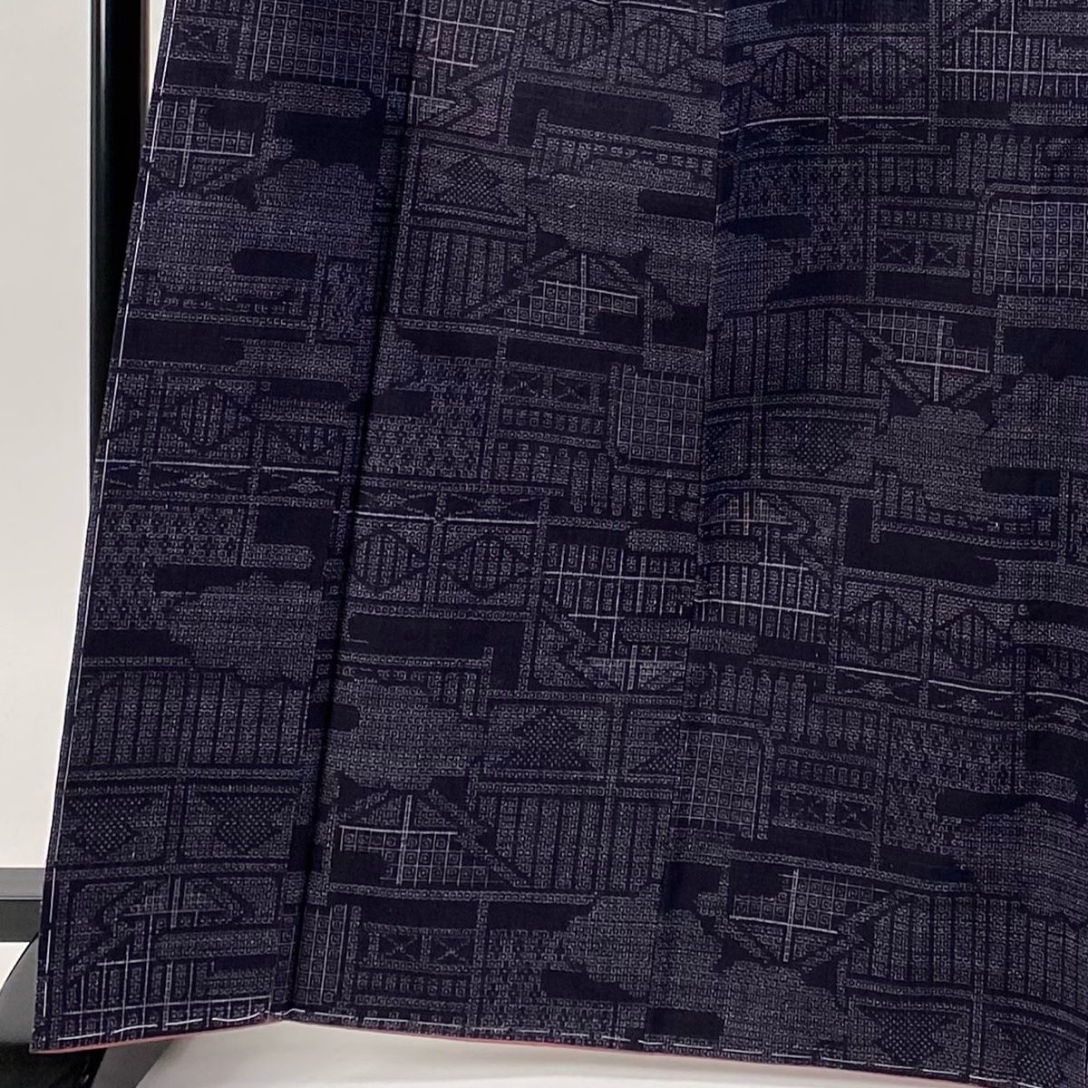 美品】 結城紬 身丈168.5cm 裄丈67cm M 袷 本場結城紬 証紙 雲文 亀甲