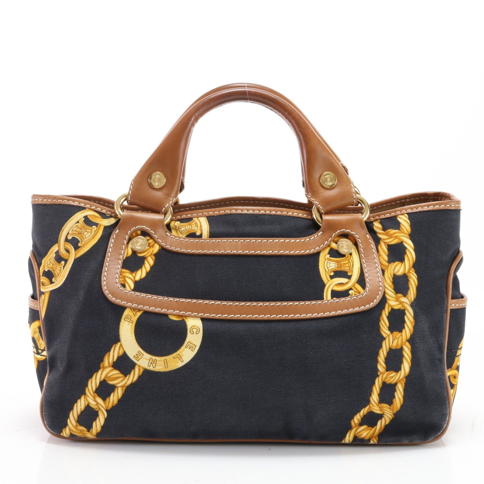 CELINE セリーヌ ブギーバッグ スエード レザー マカダム ハンドバッグ CELINE セリーヌ スエード レザー ブギーバッグ マカダム