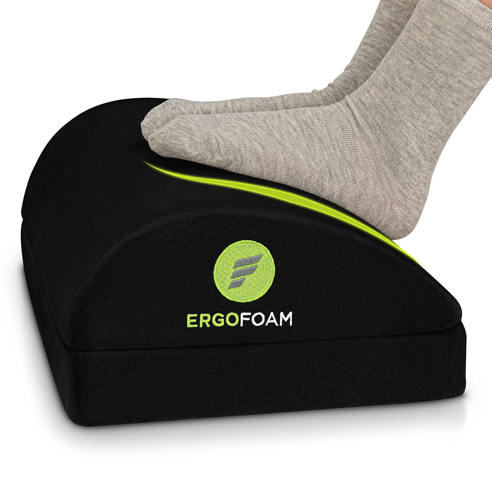 ErgoFoam デスク用フットレスト 高さ 調節 快適 フットレスト オフィス 自宅勤務 デスク下 最適 快適フットレスト ブラック ベルベット