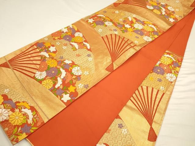 真作/今尾景年/花籠画賛/扇面/絹表装/横物/布袋屋掛軸HI-756 平和屋着物◎六通柄袋帯 つづれ 源氏車花文 金銀糸 正絹 逸品