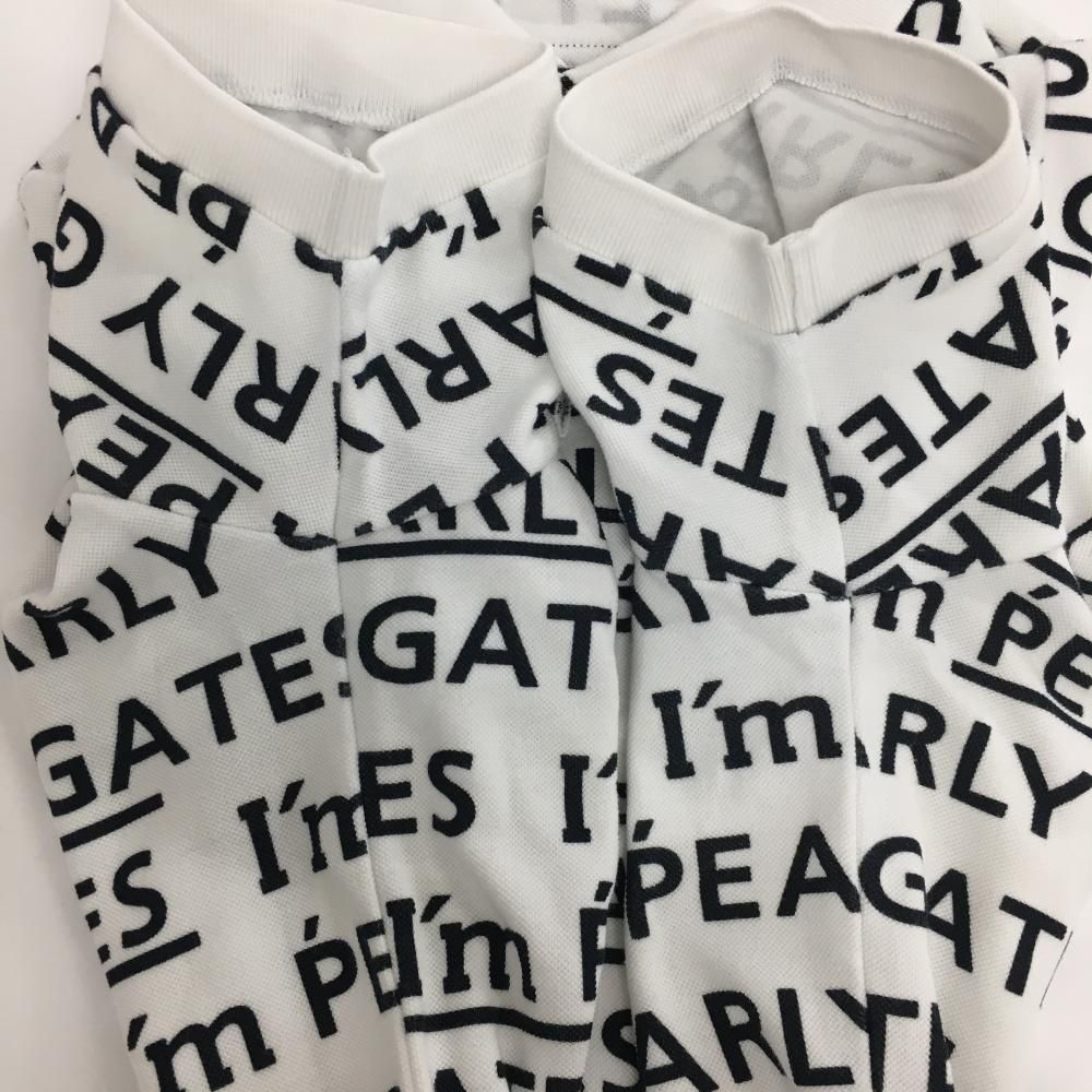 美品】パーリーゲイツ 半袖ポロシャツ 白×黒 ロゴ総柄 30周年 メンズ 4