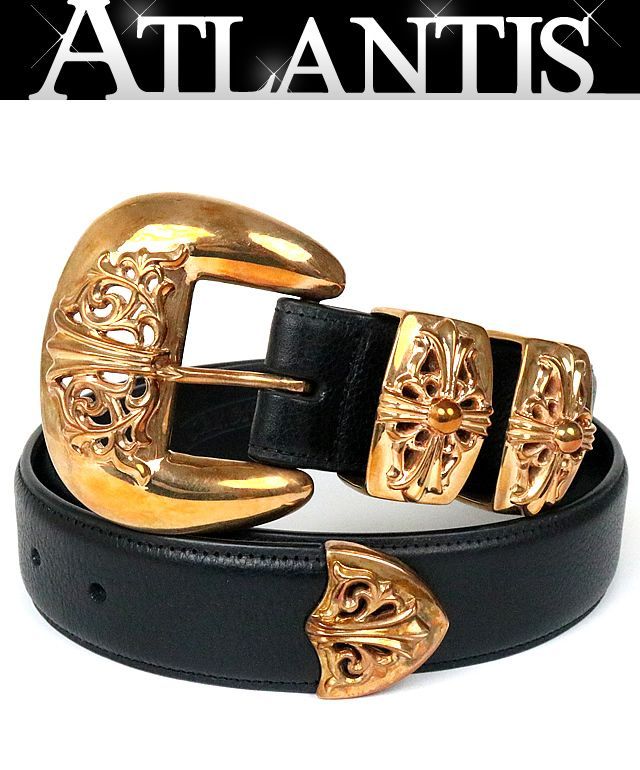 銀座店 クロムハーツ 未使用 ブロンズ クラシック 4PC ベルト90424  