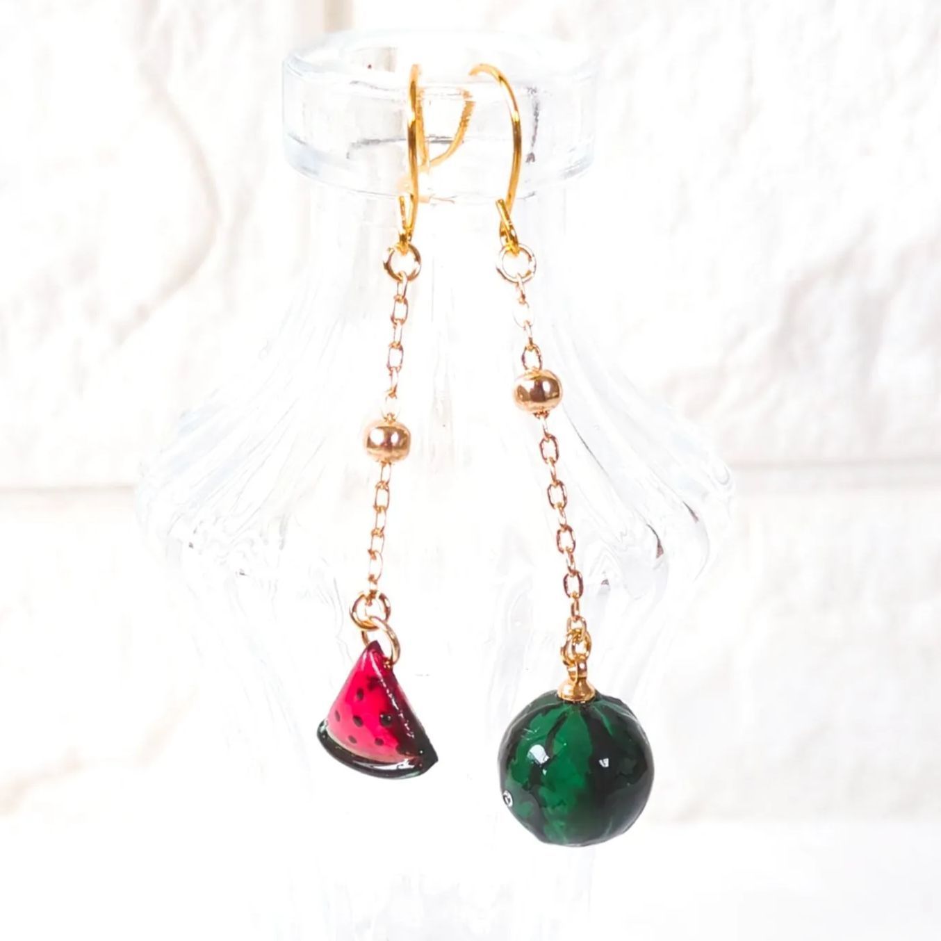 No.957 レジン すいか ゆらゆら ピアス イヤリング ハンドメイド 