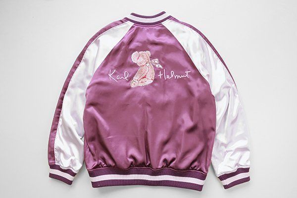 Karl Helmut ◇ 桜テディ刺繍 スカジャン バーガンディー/ピンク M 