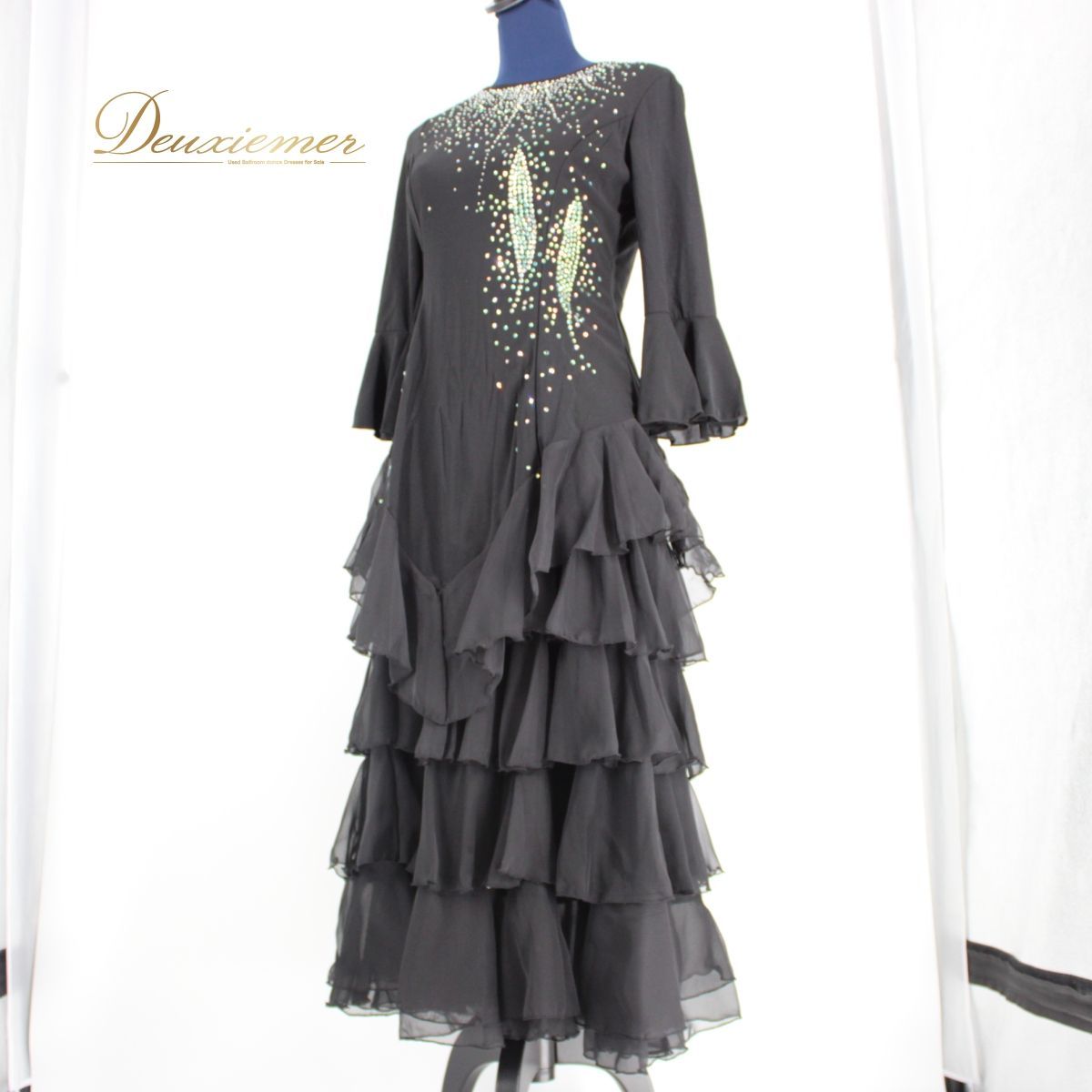 【美品 社交ダンス衣装】 ブラック系 ドレス ワンピース パーティー prima boutique プリマブティック ICHIOKU イチオク 美品 社交ダンス衣装】 ブラック系 ドレス ワンピース