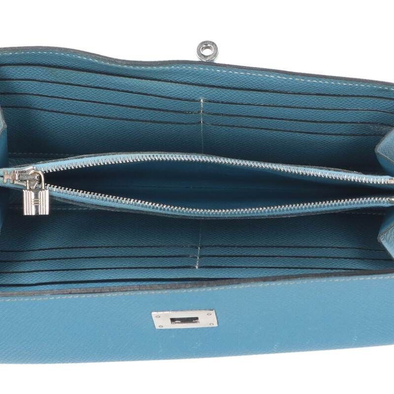 HERMES エルメス　ケリーウォレット ヴォーエプソン ブルージーン シルバー HERMES エルメス ケリーウォレットコンパクト ブルージーン