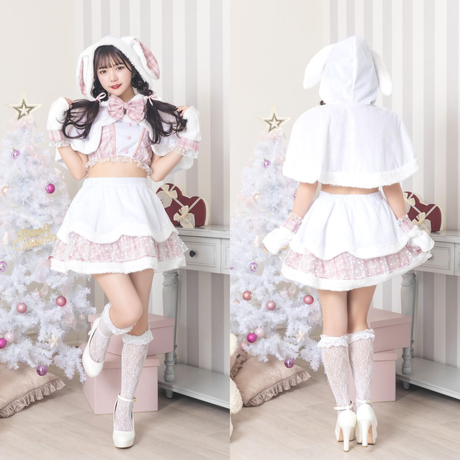 コスプレ うさぎ リリパレ スノーラビット レディース ピンク【クリア