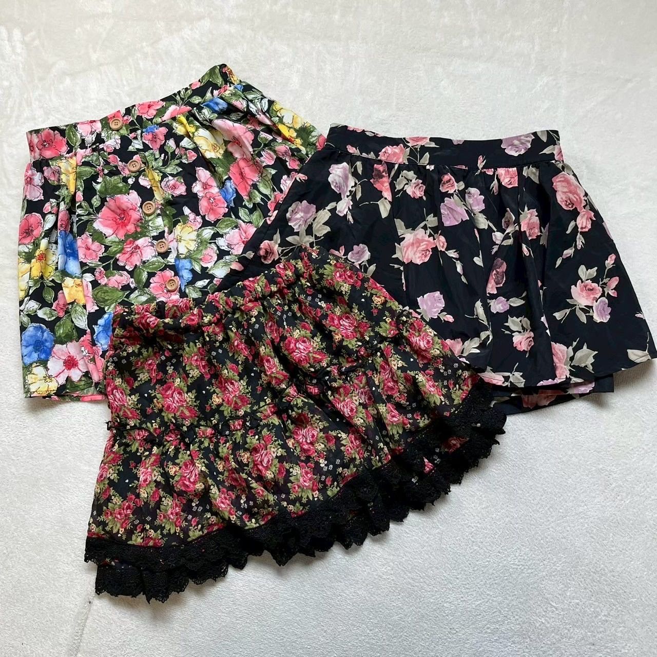 ꒰ঌ໒꒱平成ギャル　花柄レース段フリルミニスカート　 y2k パワネ ꒰ঌ໒꒱平成ギャル フェアリーグランジ 花柄段フリルミニ