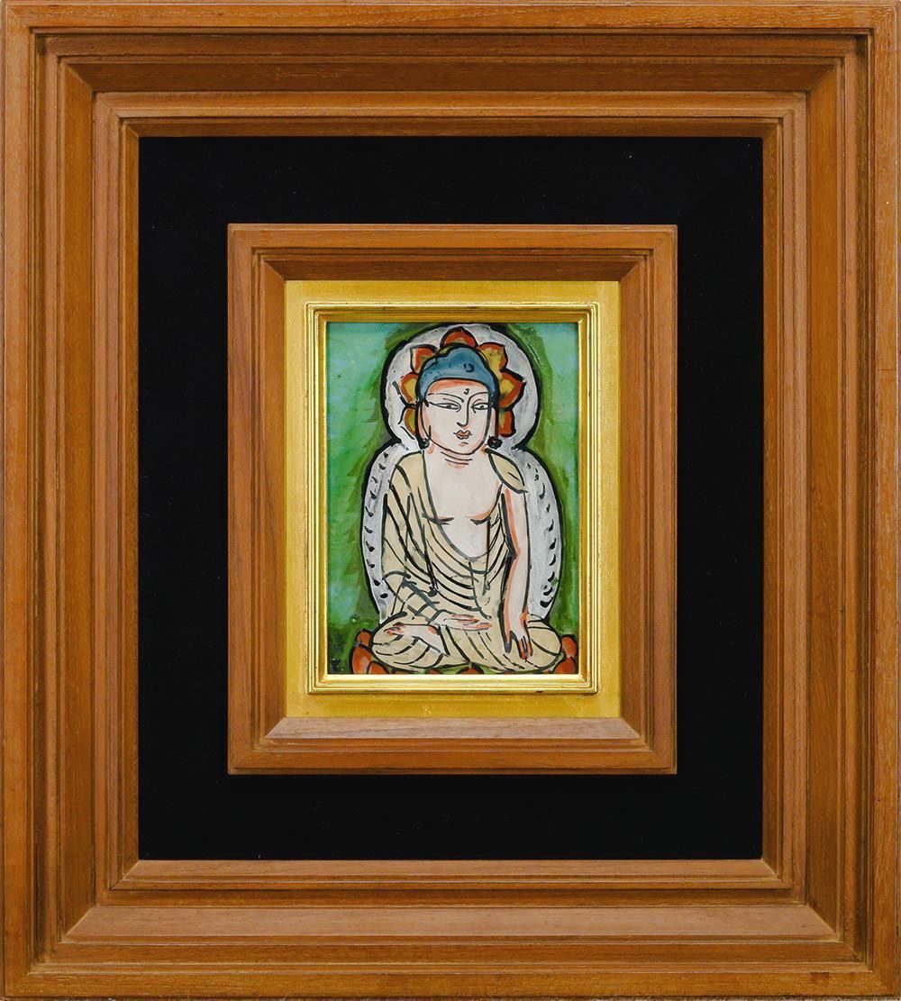 サイン有 ガラス絵