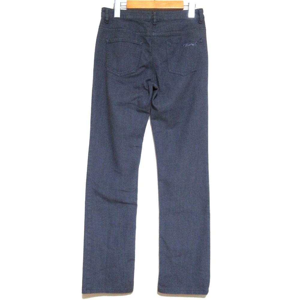 CHANEL シャネル バックポケットロゴ刺繍 ストレッチ ストレート デニムパンツ ジーンズ サイズ38 チャコールグレー レディース 古着