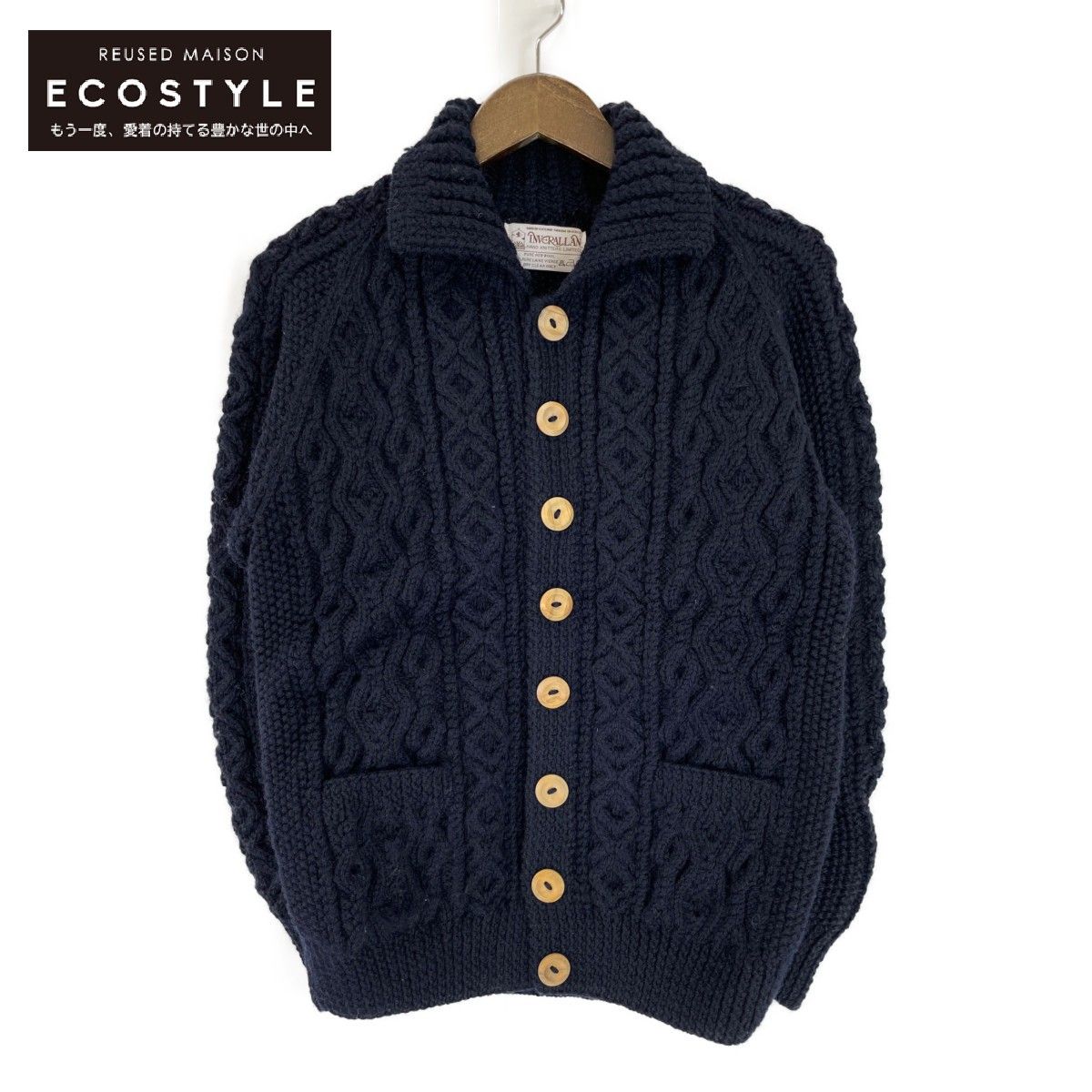 INVERALLAN インバーアラン ネイビー 茶タグ 3A カーディガン 表記無し  