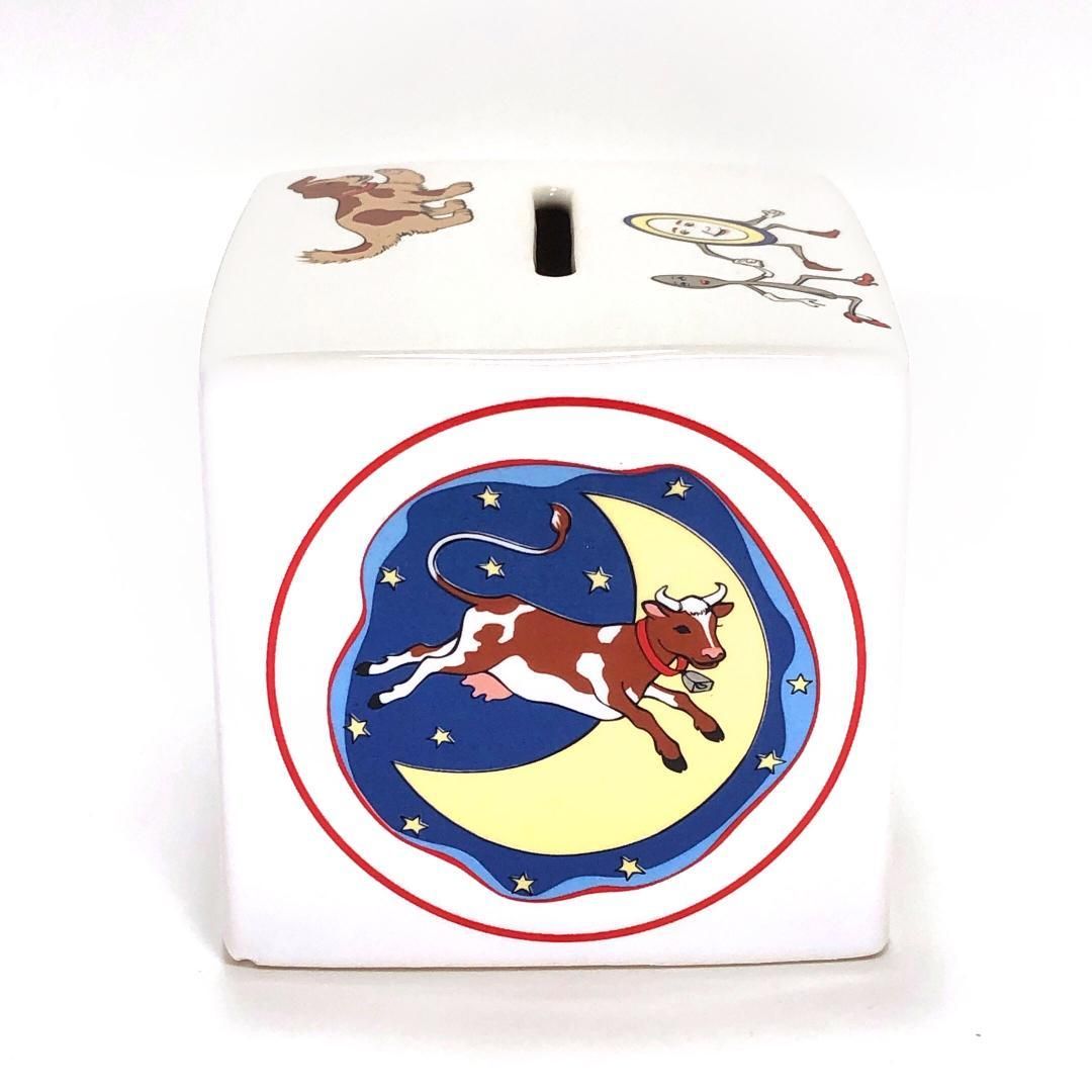 Tiffany ティファニー 立方体 イラスト入り 貯金箱 陶器 ホワイト マルチ NEXPOTALLINN_EU