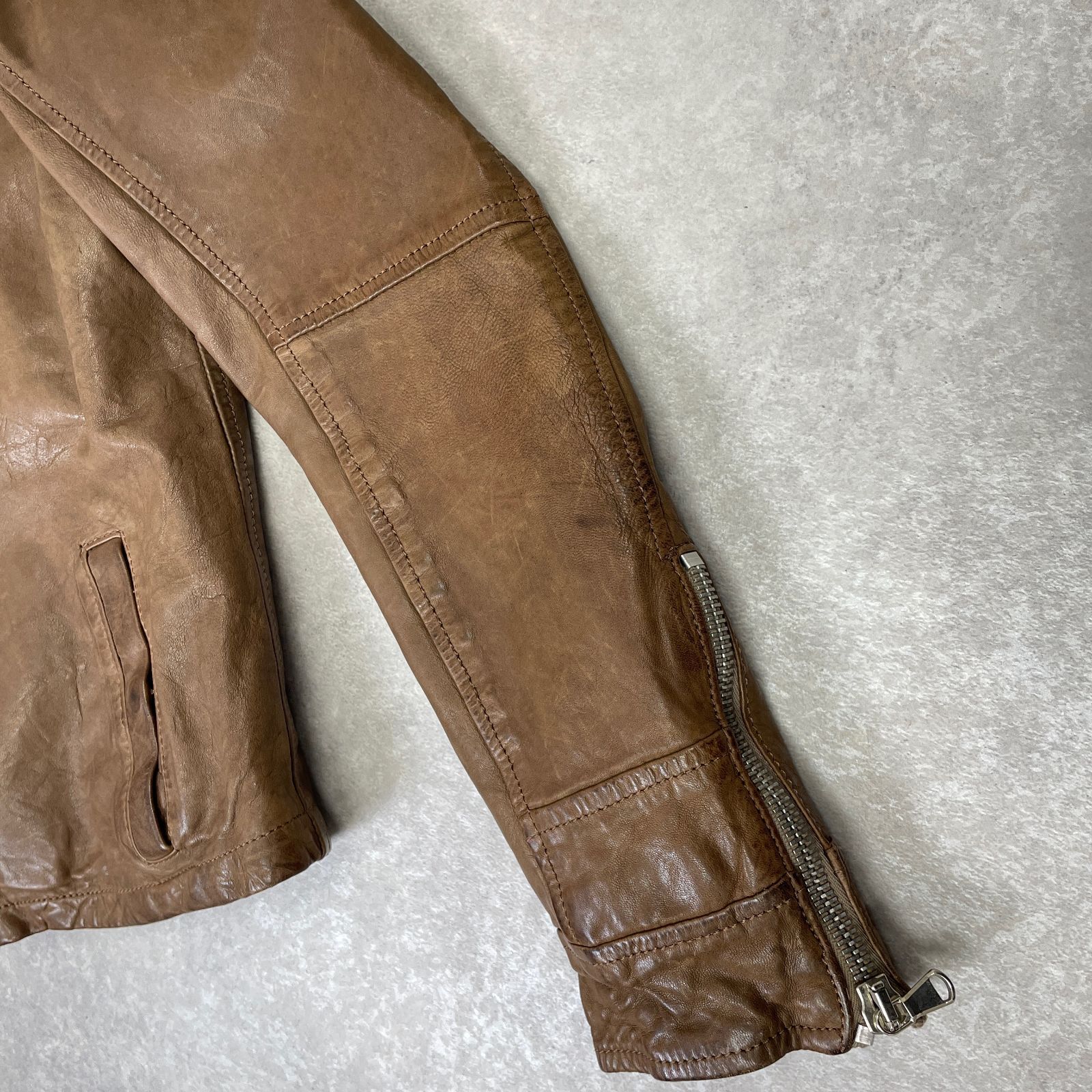 中古】コーチ COACH シングルライダースジャケット ブラウン サイズM