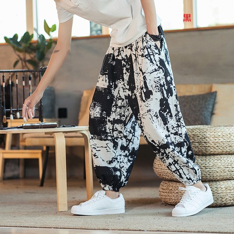 6色サルエルパンツ メンズ ワイドパンツ チノパン ロング 綿麻風