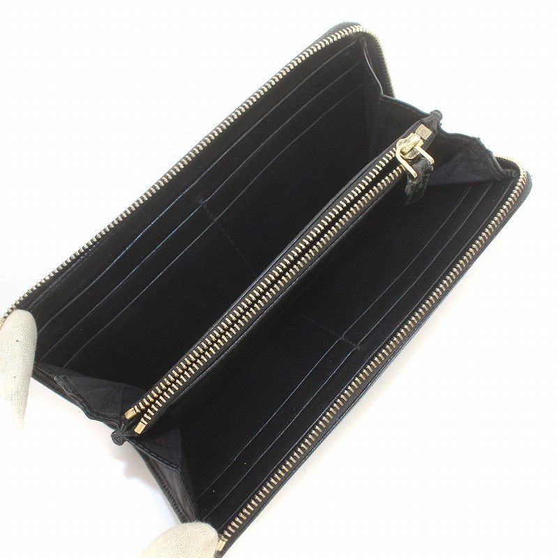 ブルガリ BVLGARI 長財布 ウォレット レザー L字ファスナー 黒