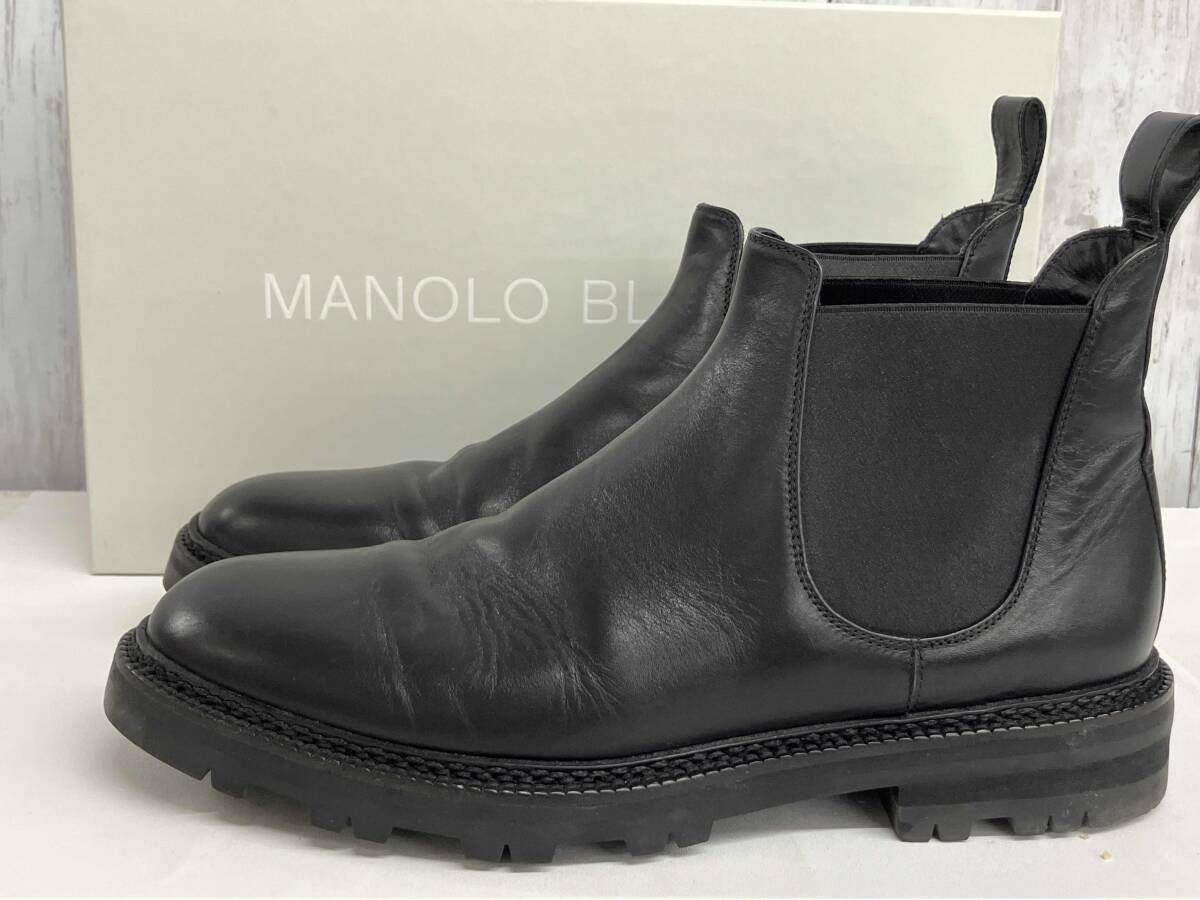 MANOLO BLAHNIK サイトゴアブーツ マノロブラニク ショートブーツ VALIST ブラック レザー 牛革 サイズ7