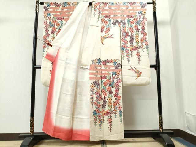 平和屋着物○豪華振袖 紅型 エ霞飛鳥桜文 正絹 逸品 CAAS7562yc