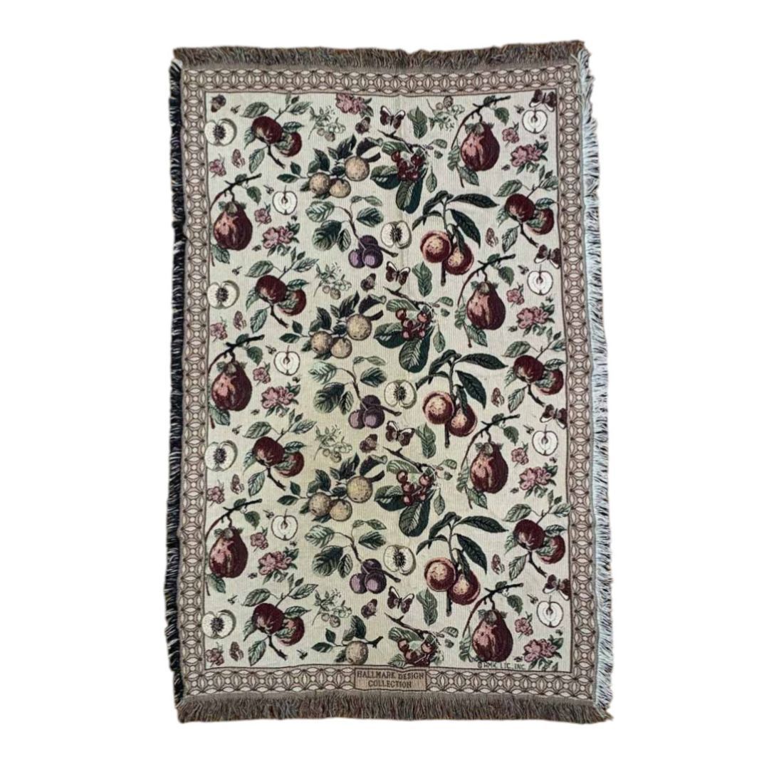 USED USA古着 大判ラグ 花柄刺繍 フリンジ マット vintage USED USA古着 大判ラグ 花柄刺繍 フリンジ マット vintage 古典