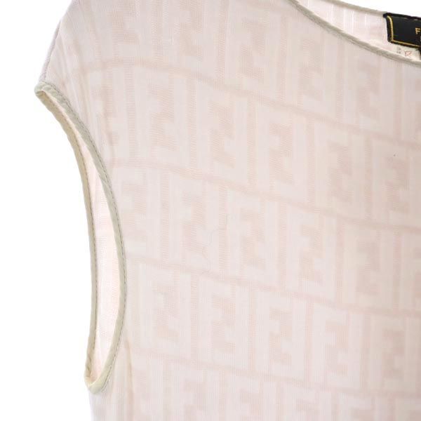 フェンディ イタリア製 ロゴ総柄 ワンピース 42 アイボリー系 FENDI  