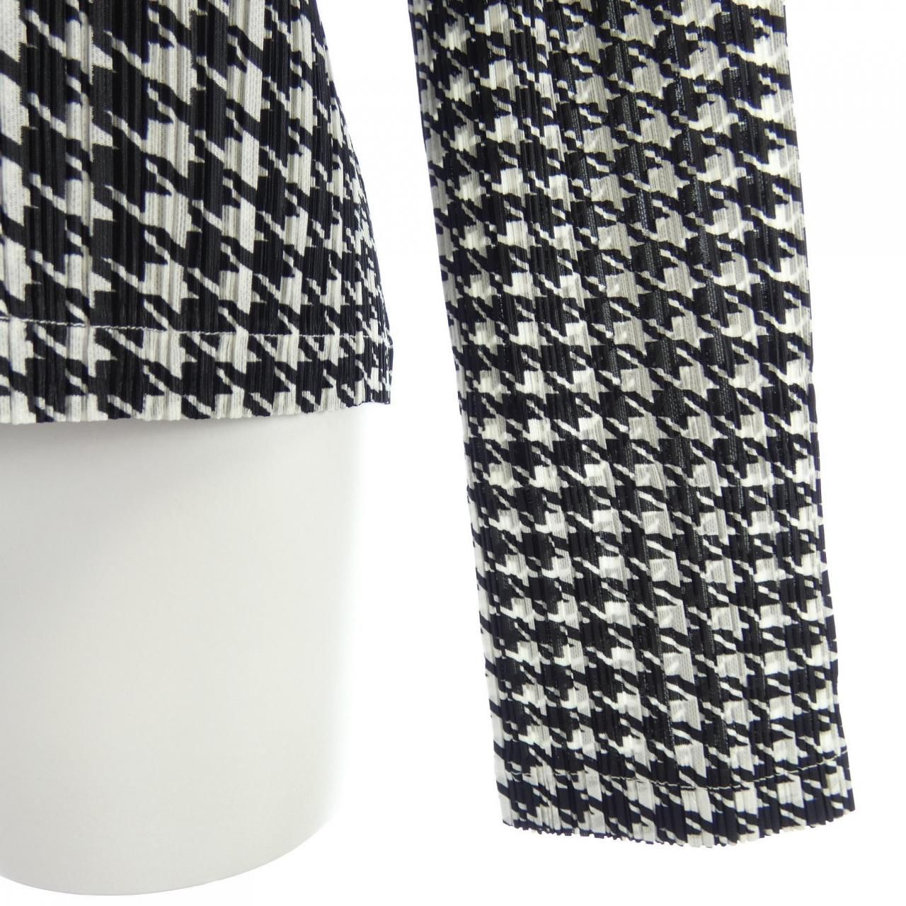 こけしちゃん美品 プリーツプリーズ　千鳥柄 ノーカラージャケット プリーツプリーズ PLEATS PLEASE 2010 千鳥格子 PP01-JD851