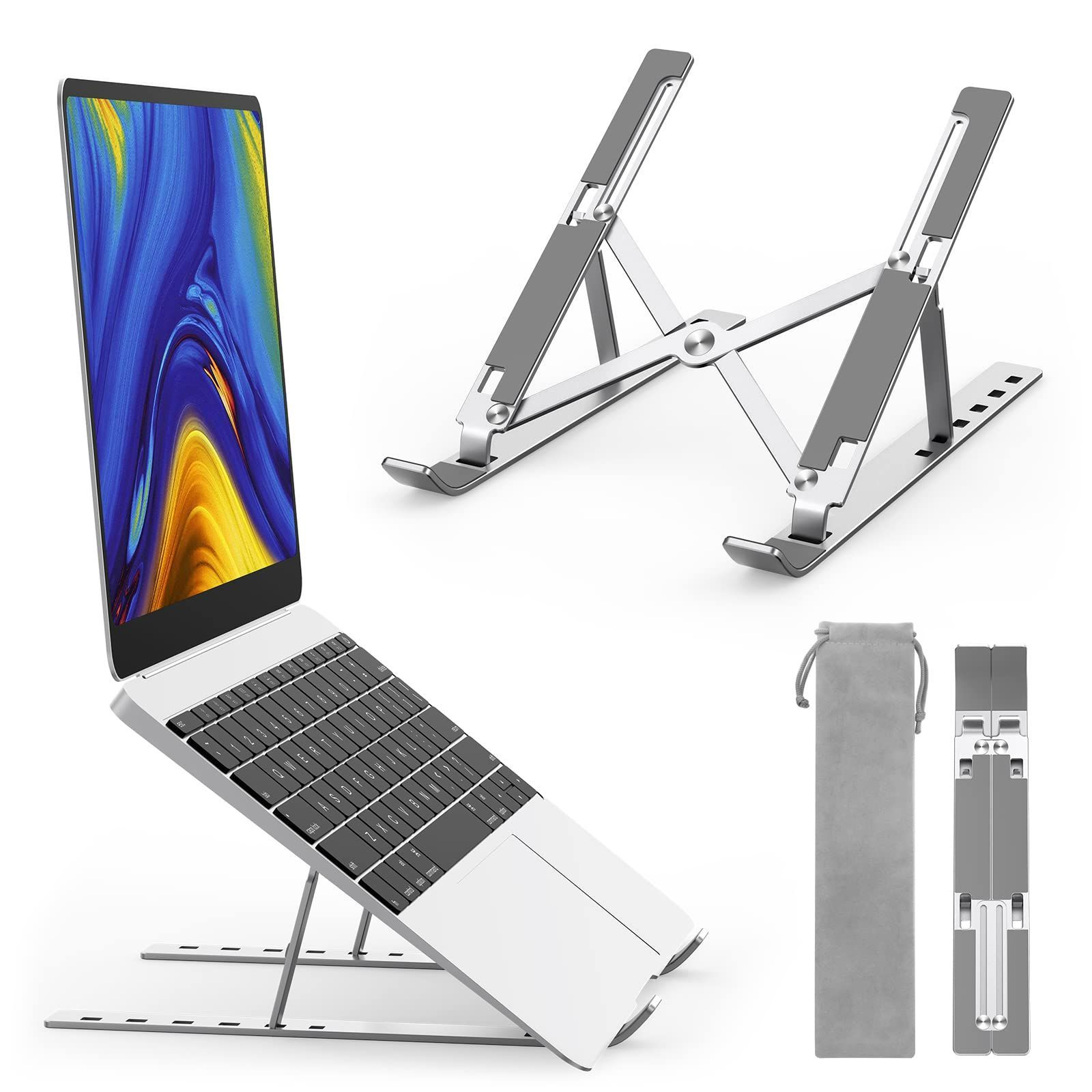 【新着商品】パソコンスタンド ノートpc 超軽量 スタンド 腰痛＆猫背＆肩こり解消 6段階角度調整可能 滑り止め 安定性 pcスタンド アルミ合金製 ノートパソコン Pewesv 台 姿勢改善 折りたたみ